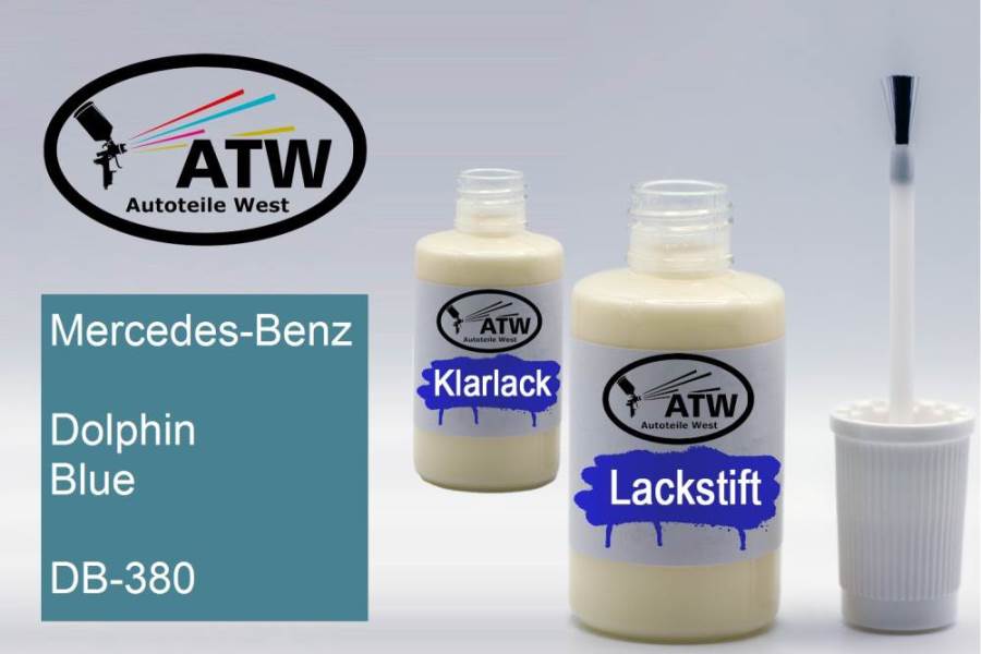 Mercedes-Benz, Dolphin Blue, DB-380: 20ml Lackstift + 20ml Klarlack - Set, von ATW Autoteile West.